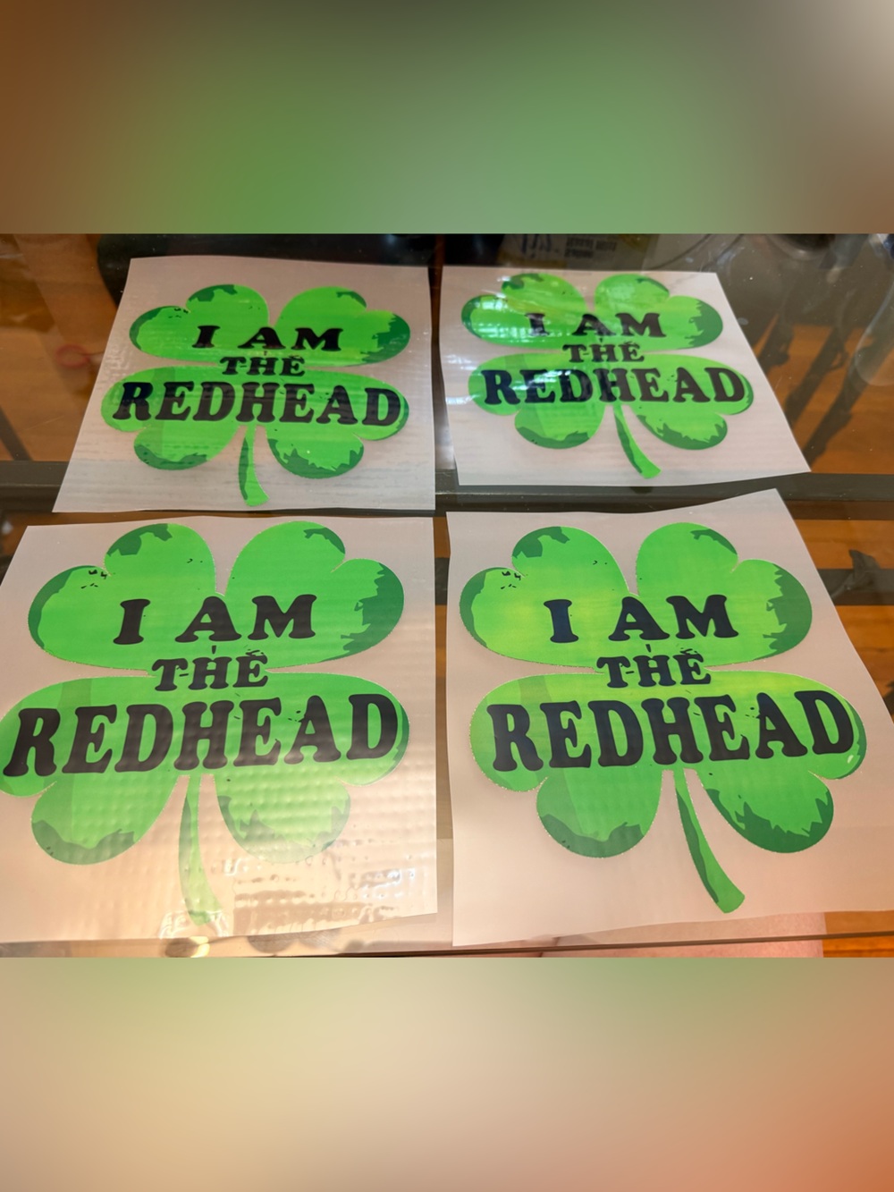 I AM THE REDHEAD Shamrock iron-on decal - Bright Green